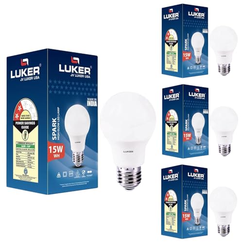 Image of LUKER JVLuker 15W LED Bulb B22 Base Energy Efficient 2 Star Light 120 Degree Wide Beam Coverage High CRI Surge Protection Lights for Home and Office, 1 Year Warranty (Pack of 4, White)