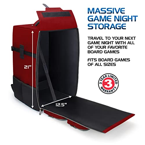 Enhance Collector's Edition Board Game Backpack - Reinforced Rigid Board Game Storage With Padded Shoulder Straps, Carrying Handle, And Accessories Pockets For Dice, Card Games, More (Dragon Red) #TOP1