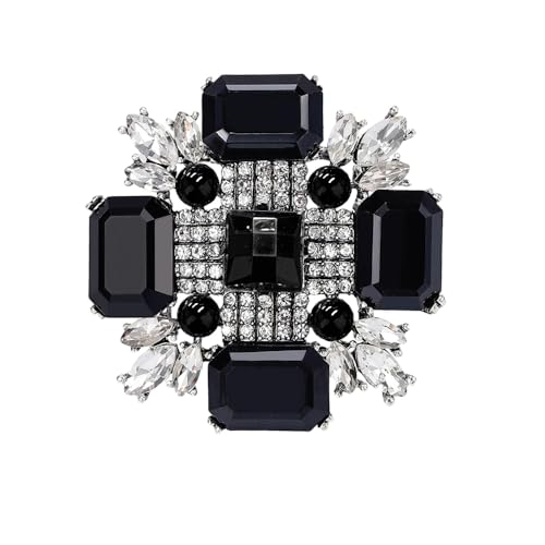 Image of Baroque Rhinestone Brooch Pin for Women Men Vintage Rectangle Crystal Round Ball Victorian Art Deco Brooches Lapel Pins Elegant Dress Accessories Wedding Birthday Jewelry Corsage