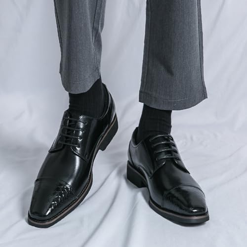 YZABEL Men’s Carved Leather Dress Shoes, Cowhide Brock Oxfords for Business, Work, Urban Walking Banquet Events Formal Business Lace Up Pointed Toe Office Leather Shoes2