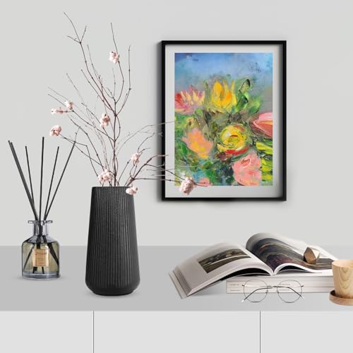 image for Matte Black Ceramic Vase, GUKJOB Small Cute Flower Vase for Pampas Gra