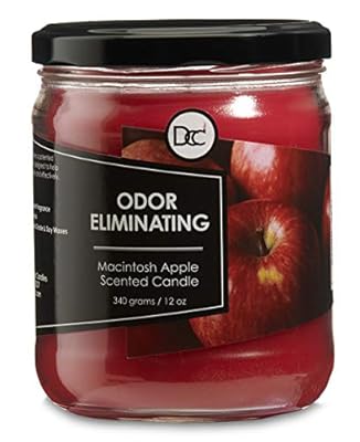 Odor Eliminating Highly Fragranced Candle - Neutralizes Pet, Smoke, Food, and Other Smells Quickly - Up to 80 Hour Burn time - 12 Ounce Premium Soy Blend (McIntosh Apple)