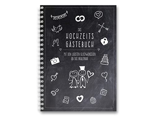 KOCHDIALOG A4 Gästebuch Hochzeit -modern Art– Gästebuch zur Hochzeit mit lustigen Fragen im Innenteil zum Ausfüllen, langlebiges Hardcover Hochzeitsgästebuch Hochzeitsbuch mit 84 Seiten für 75+ Gäste