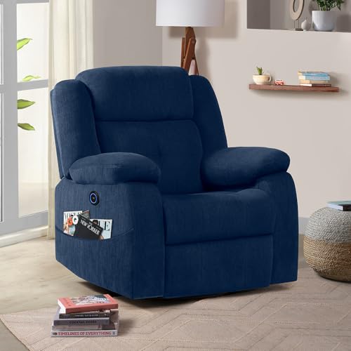 Image of Sleepyhead RX7 Designed by Duroflex - Motorized Single Seater Fabric Recliner Chair with Rocking & 360 Swivel |3 Position Easy Recline |Plush Cushion Sofa for Living Room - Berry Blue
