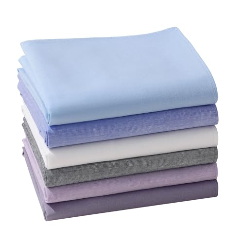 Image of HOULIFE Men's Cotton Handkerchiefs, Solid Color 60S Soft Cotton Hankies for Men Women 6 /12PCS 15.7 inchx15.7 inch
