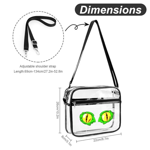 Dinosaur Eyes Large Crossbody Bag Clear Stadium Bag Anti-Theft Side Shoulder Bags Messenger Bag with 2 Compartments2