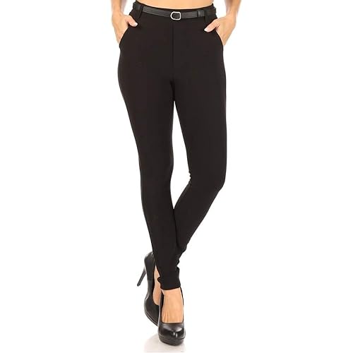 ShoSho Womens Skinny Pants Slim Fit Trousers with Pockets and Zippers Treggings Dressy Bottoms