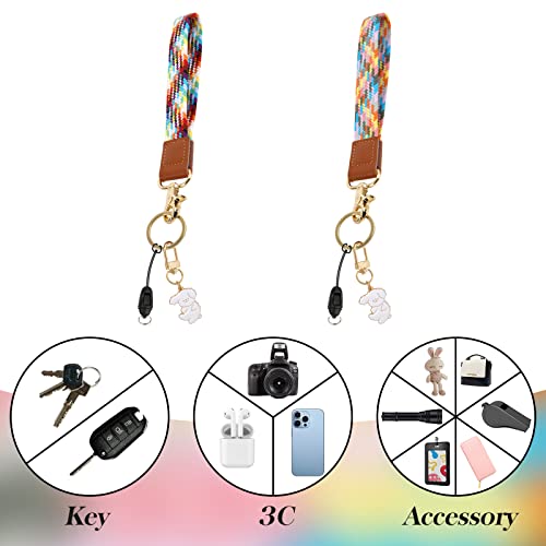 Ifintechno 2 Pieces Elastic High-End Soft Nylon Weave Badge Lanyards, Wristlet Keychain Lanyard For Keys, Cellphone, Wallet,Camera, Id Badges, Knitted Lanyard For Women And Men Classy Gift For Friends #TOP6