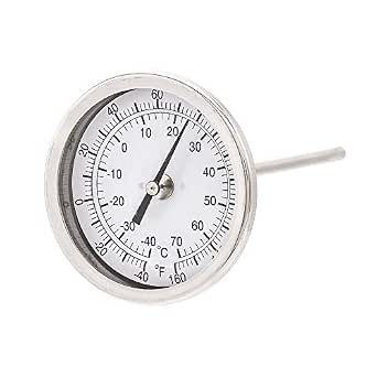 PIC Gauge B3B2-II Bimetal Thermometer – 3" Dial, 0-250°F / -18-121°C, 316 Stainless Steel With Back Angle Connection
