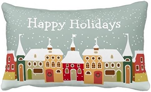 Himoud Christmas Winter Village Holiday Lumbar Pillowcase Pillow Covers 12x20 inches