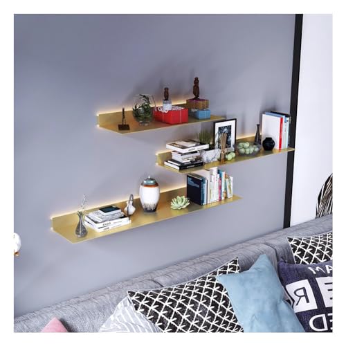 Étagère murale flottante en alliage d'aluminium rigide avec profilé LED pour salon épuré