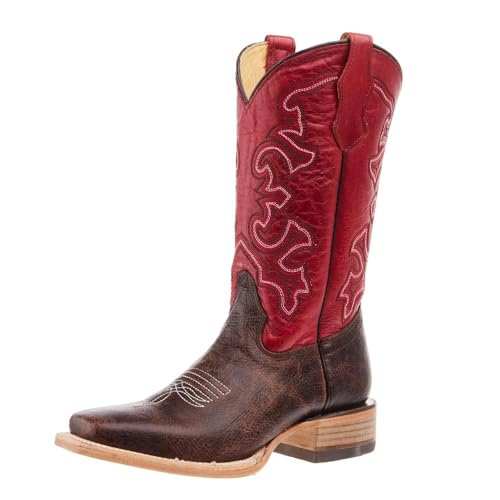 Corral Brown And red Square Toe Boots