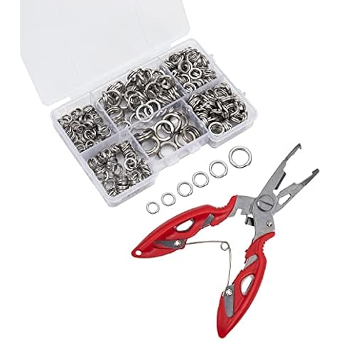 GREATFISHING X Strong 240PCS High Strength Heavy Stainless Steel Split Ring Lure Tackle Connector with Fishing Pliers 30lb to 120lb Test Cover