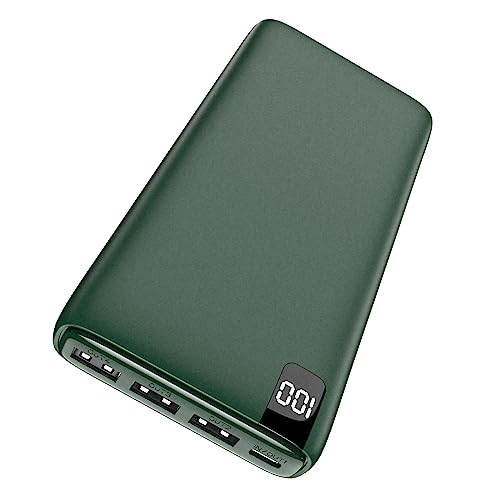 IXNINE Power Bank 26800mAh Portable Charger, High Capacity Phone Charger Compact External Battery Pack with LED Display and 4 Fast Charging Outputs for Cellphone Tablet Survival Gear (Green)