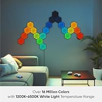 Nanoleaf Shapes Ultra Black Hexagon Starter Kit, 9 Smarten LED Panels RGBW -Modulare WLAN 16 Mio. Farben Wandleuchte Innen, Musik & Bildschirm Sync, Funktioniert mit Alexa Google Apple (Packung mit 3) – Ansicht 7