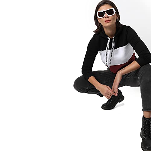 Image of Campus Sutra Women's Cotton High Neck Sweatshirt