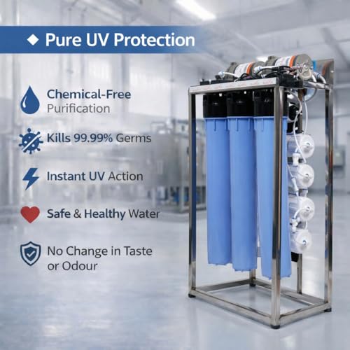 Image of Bluevua 50 LPH Commercial RO+UV Water Purifier with TDS Adjuster, Suitable for all type of water supply, Blue