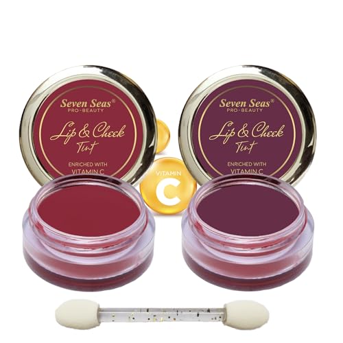 Image of Seven Seas Lips & Cheek Tint Combo Pack of 2 | Matte Natural Blush for Women | Lip Tint with Vitamin E | Nourishing Cheek Tint (Mandy, Wine Berry)