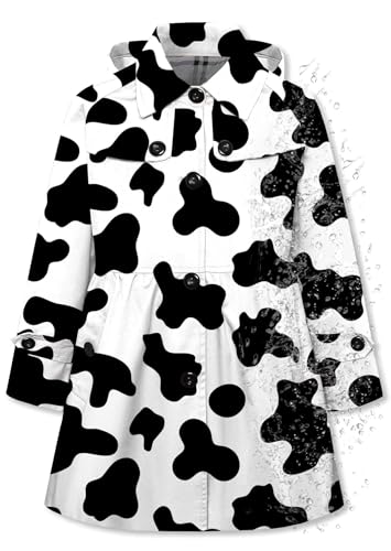 Image of Betusline Girls Rain Jackets Lightweight Waterproof Hooded Trench Coat Windbreaker Raincoats for Girls,Waterproof-Cow,2-3T = Tag 100