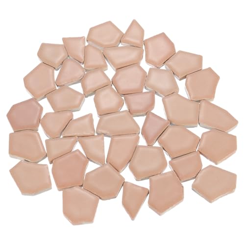QUARKZMAN 500g/1.1LB Carreaux Mosaïque Céramique Irréguliers, 2.3-4.2 cm Pièces Mosaïque Céramique Teintée Vrac Kits Pour Projets D'Artisanat DIY ornementation D'Intérieur, Beige Rose