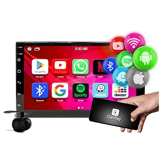 Central Multimídia Universal Android 12 Com Carplay Wifi Gps Integrado Mais Aplicativos e Câmera de Ré