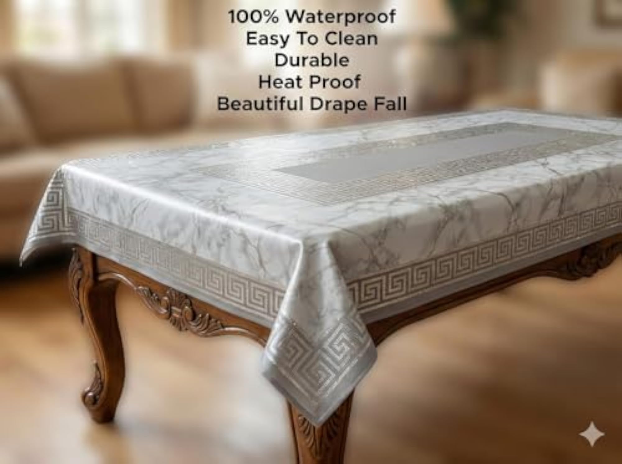 Premium Printed Dining Table Cover, Waterproof & Oilproof PVC