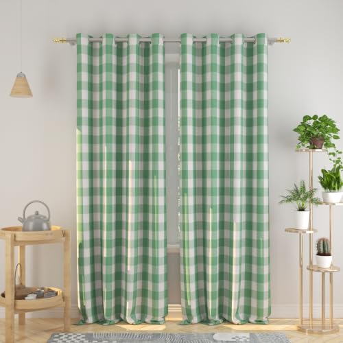 NATUS WEAVER Curtains Green and White Buffalo Gingham Check Curtain Panels 95 inches Long Living Room Drapes Plaid Checker Kitchen Bedroom Window Treatment Set 2 Panels Grommet Top