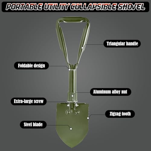 image for PLACHIDAY Digging Shovel, 18.5'' Lightweight Camping Shovel Portable H