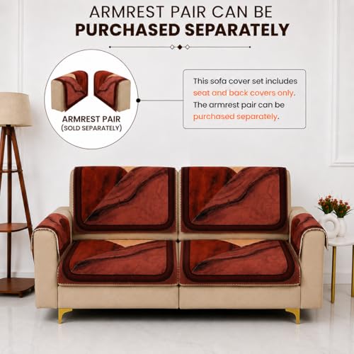 Image of Homerz Premium 'Luxe Series' Holland Velvet Sofa Cover | Smooth Finish | Anti-Skid Fleece Backing | Soft Touch Couch Protector for Living Room (Urban Dune, 2 Seater, Seat Cover with Backrest)