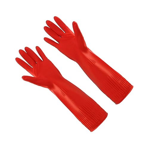 NIYANGLE Guantes Domésticos 1 Par Guantes De Latex Guantes Limpieza Guantes Rojos Guantes De Látex Para Lavar Platos Guantes De Limpieza De Cocina Guantes Para Fregar Platos Limpio