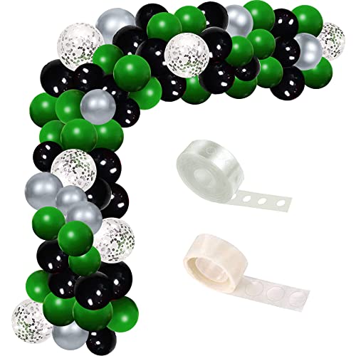 Green Black Silver Balloon Garland Kit, Green Black And Silver Balloons Video Gaming Party Balloon Arch Kit For Boys Birthday Baby Shower Football Video Gamer Fan Party Decorations #TOP2