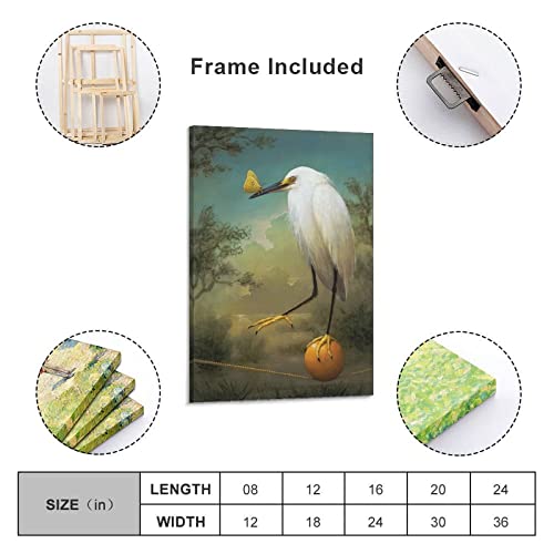 Animal Acrobatics Surreal Art Posters Heron Bird And Fruit Paintings Abstract Art Wall Aesthetic Picture Art Decorations Canvas Painting Posters And Prints Wall Art Pictures For Living Room Bedroom De #TOP1