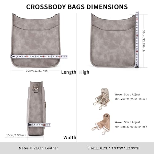 Image of HKCLUF Crossbody Bag for Women Vegan Leather Hobo Handbags Guitar Strap Purse Shoulder Bucket Bag with 2PCS Adjustable Straps