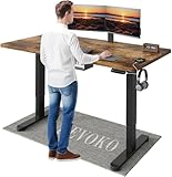 Devoko Höhenverstellbarer Schreibtisch mit 2 Motoren，25mm Einteilige Tischplatte, 140x70 cm Mobiler Elektrisch Computertisch mit Kabel Management, Vintagebraun - Perfekte Ergonomie für Dein Büro