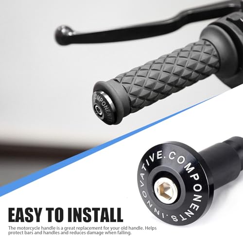 Jewkot 2 PCS Motorcycle Street Bike 7/8\" Handlebar Grips Bar End Plugs, Universal Handle Bar End Weights Handlebar Grips Cap, Modified Handlebar Plug, for Most Motorcycles (Black)