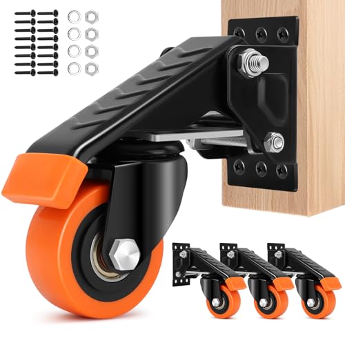 Humagineer Ruedas para Mesa de Trabajo Capacidad de 300kg, 63.5mm Ruedas para Muebles Pesados, Ruedas de Elevación con Placas de Acero para Mesa de Trabajo Taller, Carrito, Máquinas, Armario, Set de 4