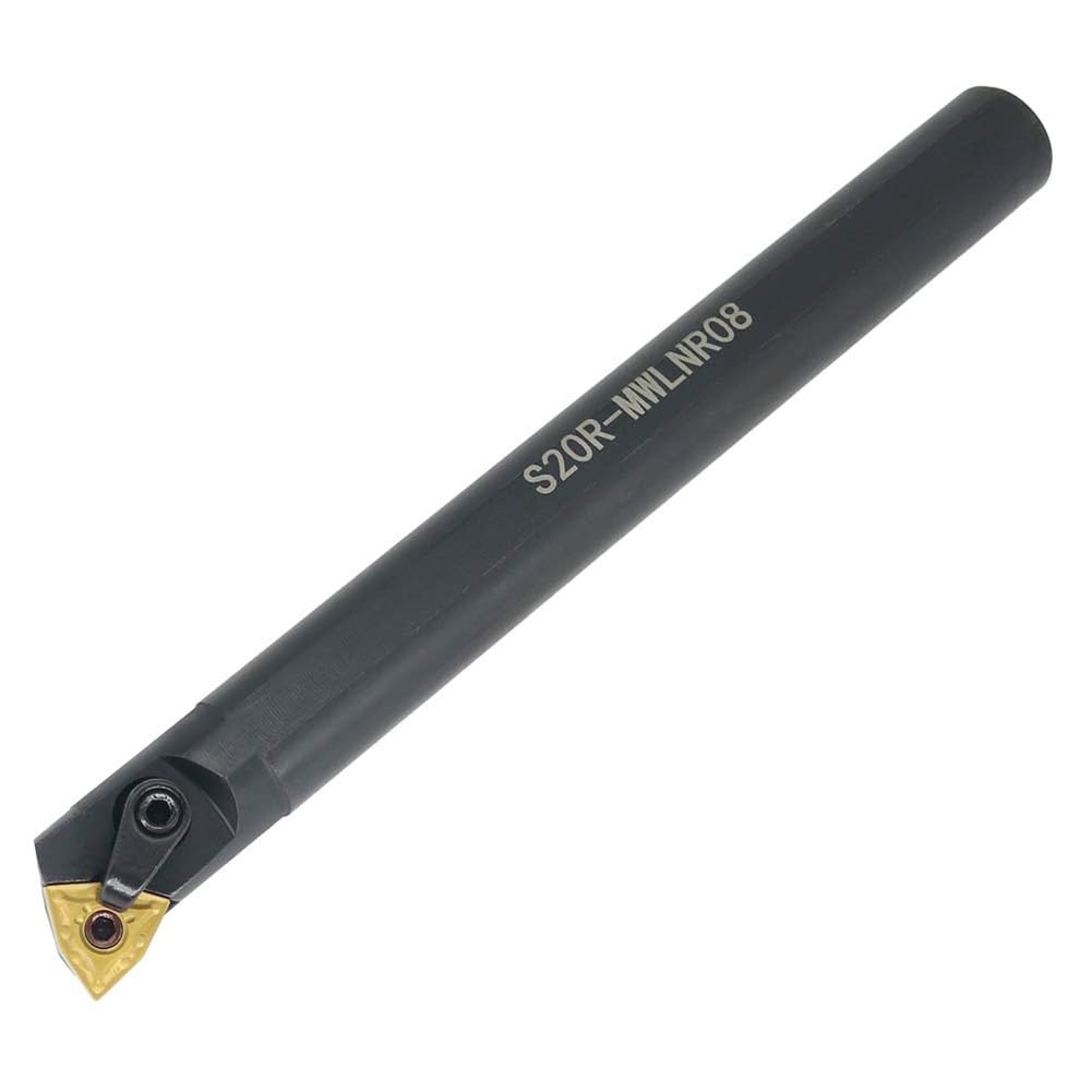 Ensemble de barres d'alésage internes S20R-MWLNR08, 20 inserts en carbure WNMG432, support en alliage d'acier allié de 1,9 cm de diamètre x 20,3 cm de long pour applications de travail des