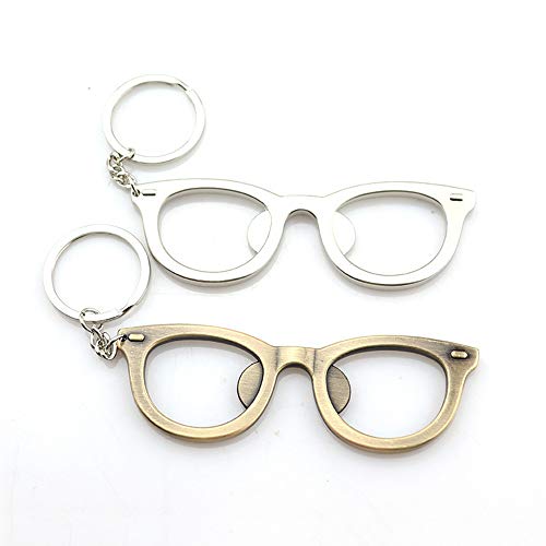 Booluee 2 Pcs Glasses Shaped Metal Bottle Opener With Keychain Keyring Beer Bottle Cap Opener Unique Creative Gift #TOP21