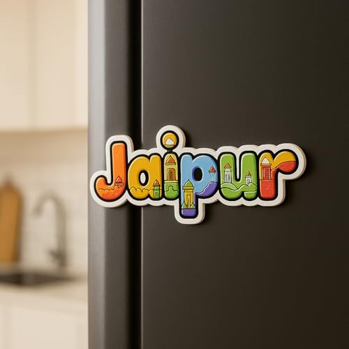 Image of Naxon Jaipur City Theme Souvenir Wooden Fridge Magnet for Refrigerator - Printed Fridge Magnet for Kitchen & Home Decor | Perfect Souvenir Gift | Size 3x3 in | Pack of 1
