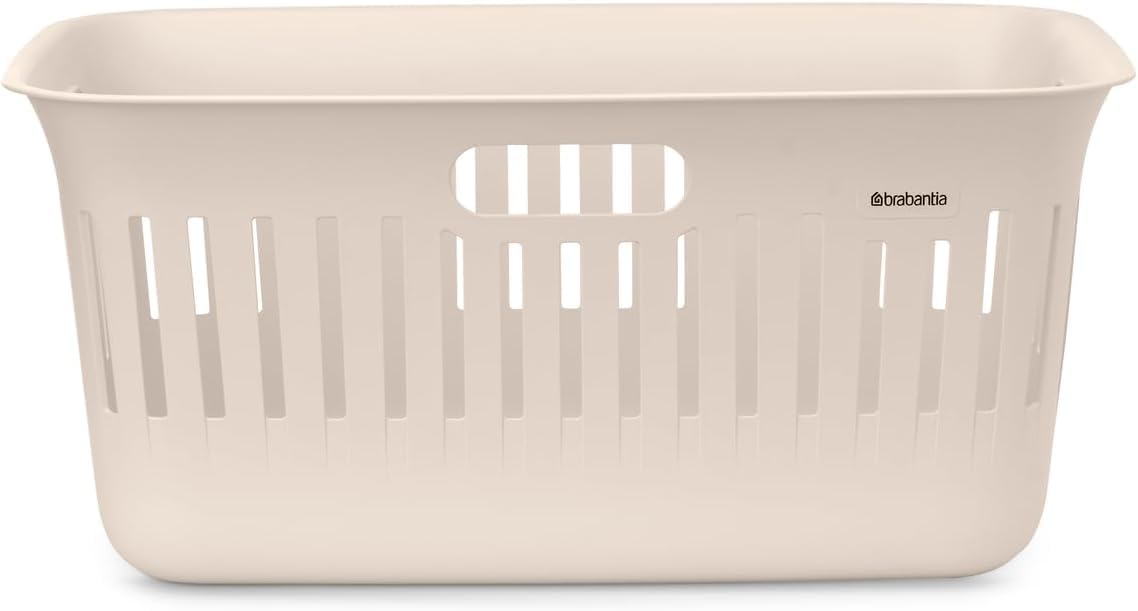 Brabantia Collect-It Wäschekorb 40 l (Soft Beige), 2er-Set, Wäschesammler für Küche und Hauswirtschaftsraum, praktische Wäschewanne für Kleidung, Handtücher und Bettwäsche