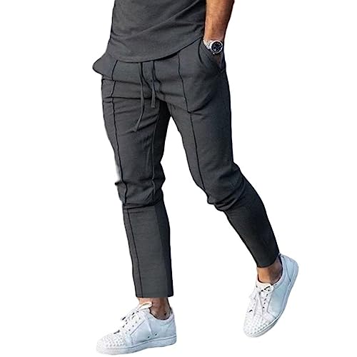 Men's Pleated Baggy Pants Casual Cotton Drawstring Pants Streetwear Lightweight Hiking Pants for Active Adventures