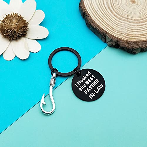 Father in Law Gift Wedding Gift for Father of Groom Bride I Hooked the Best Father-in-law keychain Wedding Gifts from Bride Groom Fathers Day Fisherman Gift Appreciation Bonus Father Keyring Gifts - Image 3