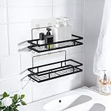 浴室ラック 2セット強力粘着固定 合金钢お風呂ラック 穴あけ不要シャワー 水切りバスルームの収納やインテリアに最適 浴室用 ラックバスルームラック バスケット 浴室 収納 ラック 耐荷重20KG ステンレス製 シャンプーラック シャワーラック風呂場洗面所収納壁掛け棚