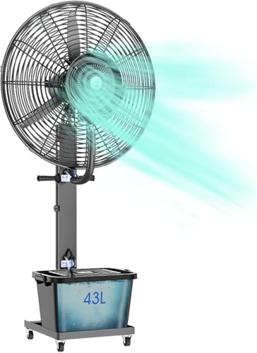 YNIYUJKL Ventilador Oscilante De 90° con Atomizador, con Tanque De Gran Capacidad De 12 Galones, Ventilador Industrial para Patio Exterior, Garaje Y Refrigeración.,71cm