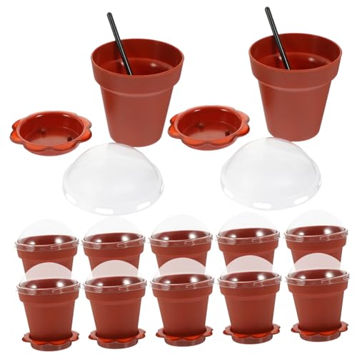 TOGEVAL 25セット 花盆デザートカップ 蓋付き 耐久製 アイスクリーム ヨーグルト ムース用 おしゃれなパーティー用容器