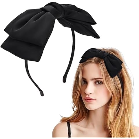 JOYOYO Bow Headbands for Women Double Layer Bow Knotted Headband Black Fashion Headbands Top Knot Festival Turban Hair Accessories for Girls Cover
