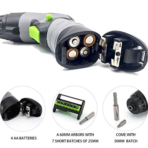 Crodless Electric Screwdriver, 4X1.5V AA Battery, Built-In LED Lights,Comes with a Manual Screwdriver - Thumbnail 5