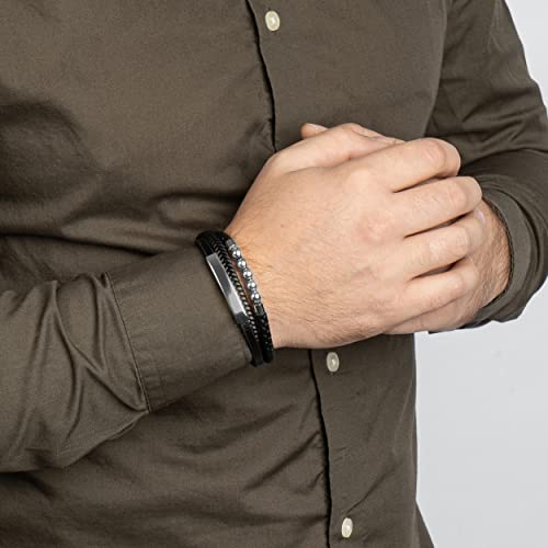 Image of SERASAR Premium Leather Bracelet Men | Stainless Steel Magnetic Clasp | Three Colors | Jewelry Box Included