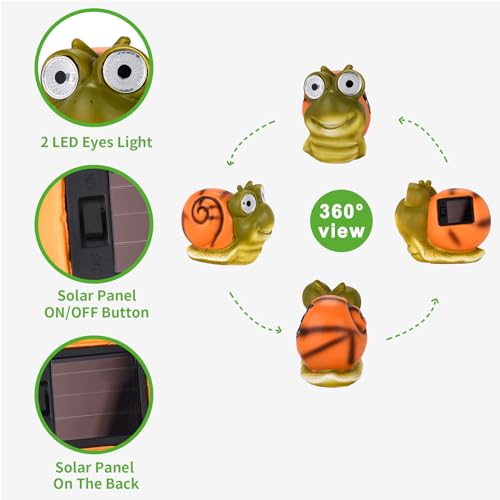 image for Fetiwilso Garden Statues Snail Figurines with Solar LED Lights, Unique