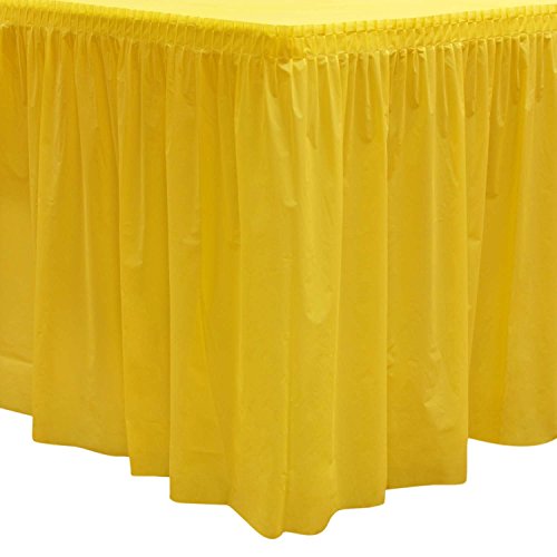 Party Essentials Heavy Duty Disposable Plastic Table Skirt, 1-Count, 29" W x 14' (168") L, Harvest Yellow